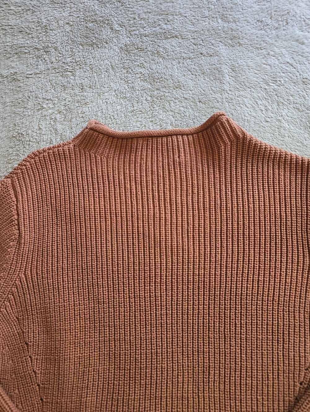 Kuwalla Rust Rib-Knit Mock Neck Sweater Size Medium - Picture 8 of 12